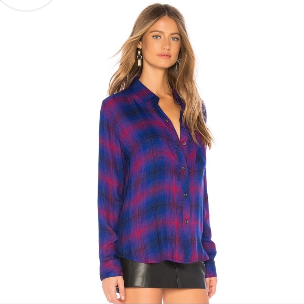 Rails Hunter Plaid Shirt in Azure Scarlet